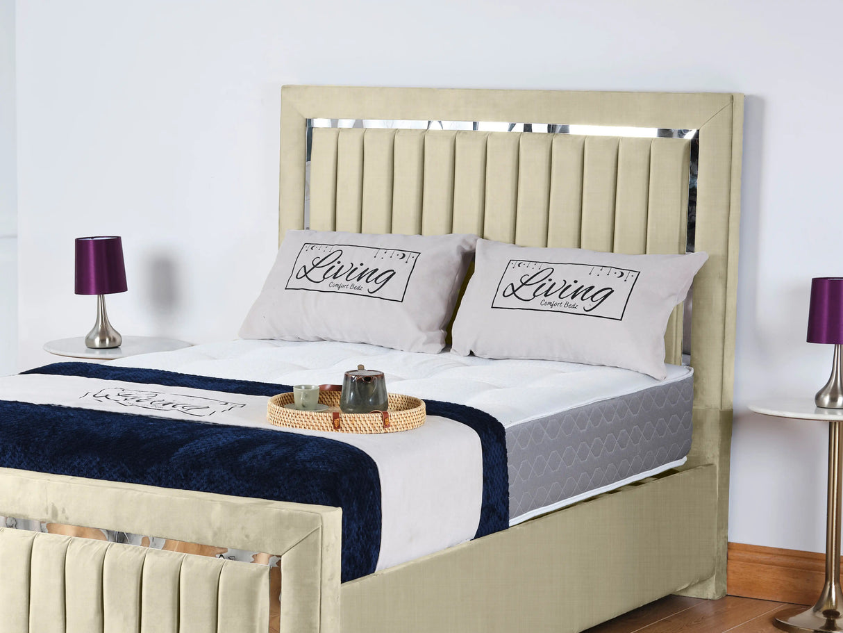 Chrome Edge Upholstered Bed