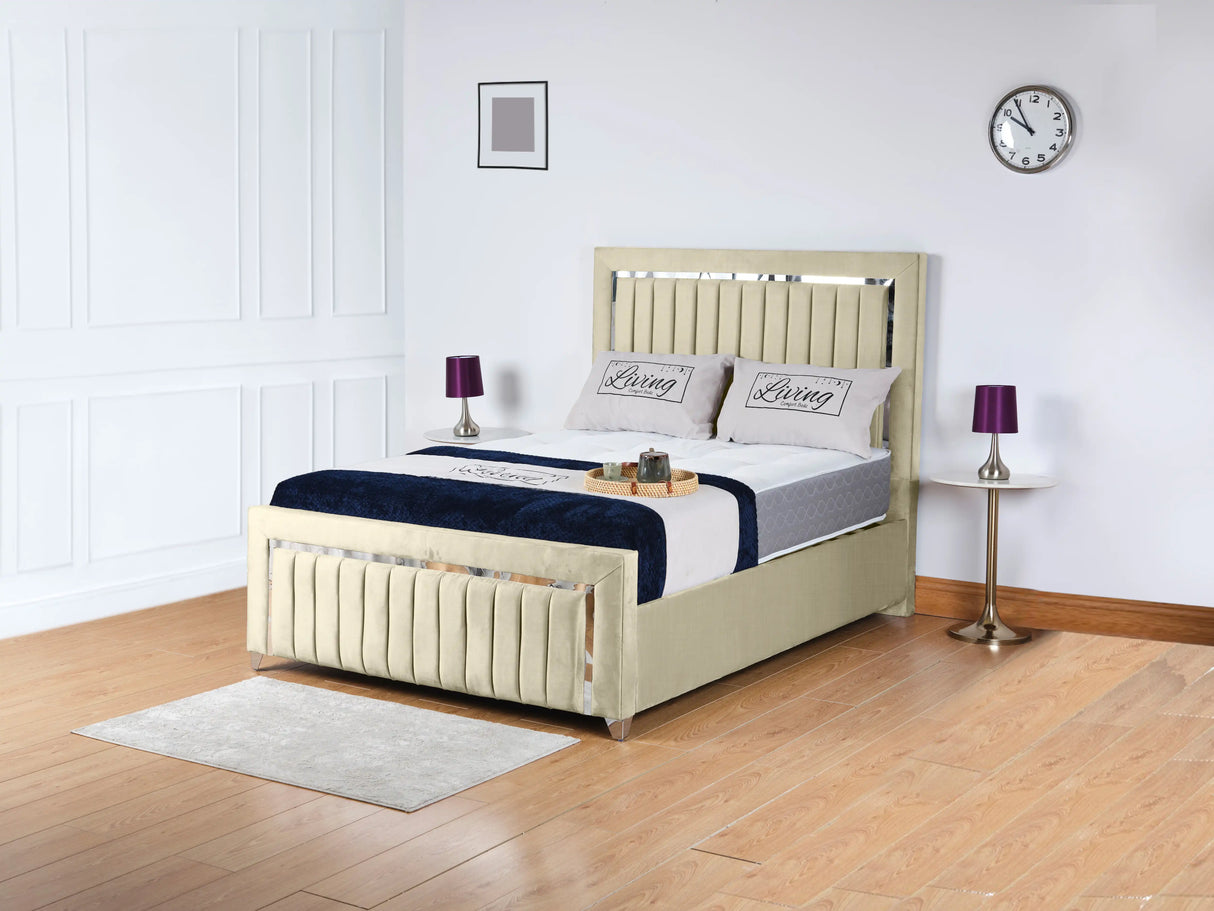 Chrome Edge Upholstered Bed