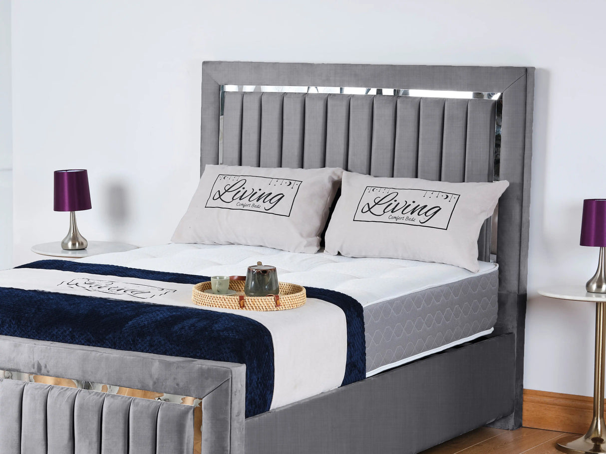 Chrome Edge Upholstered Bed