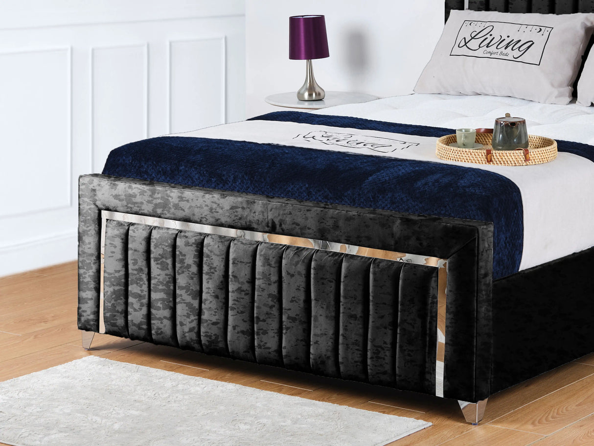 Chrome Edge Upholstered Bed