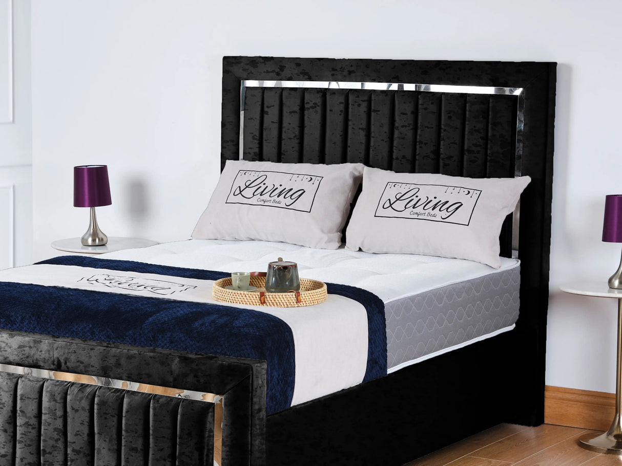 Chrome Edge Upholstered Bed