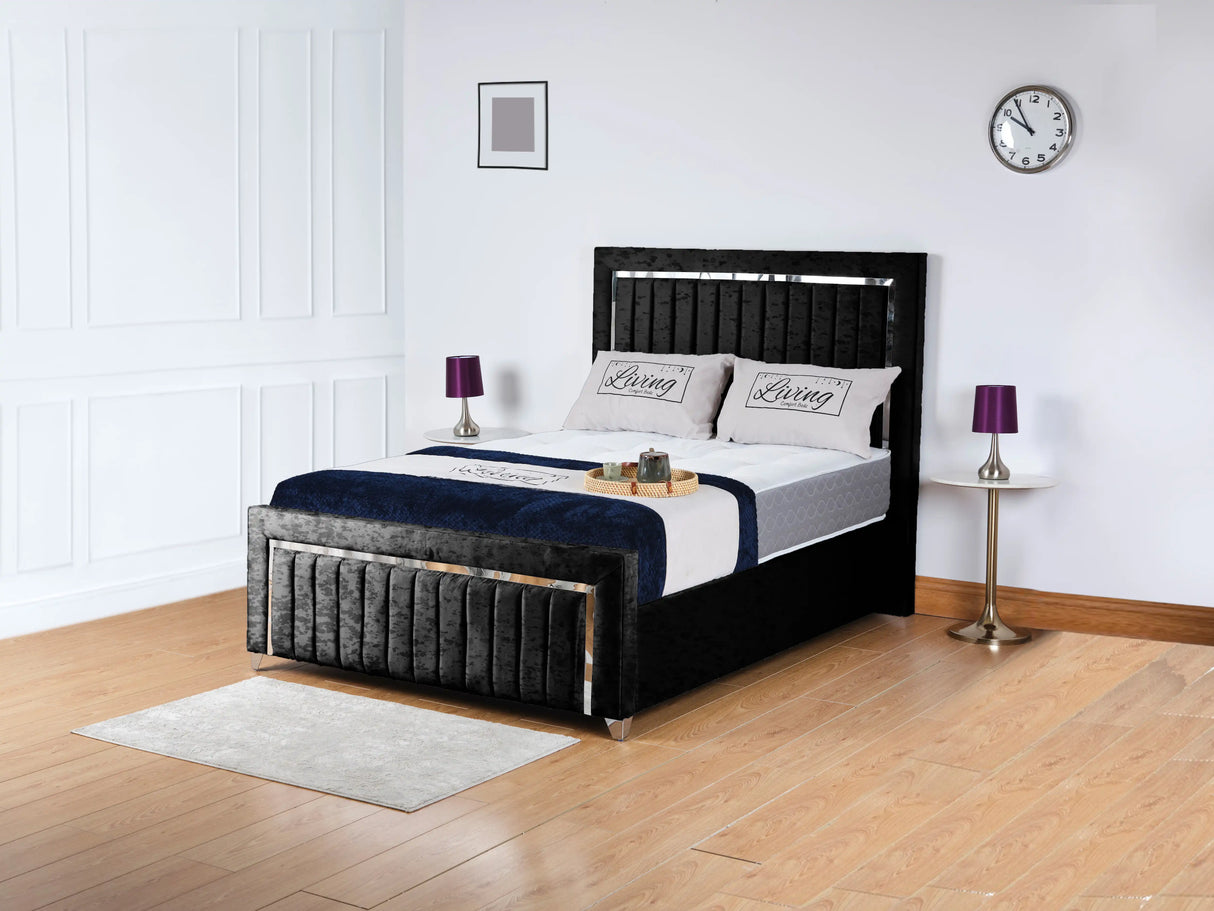 Chrome Edge Upholstered Bed