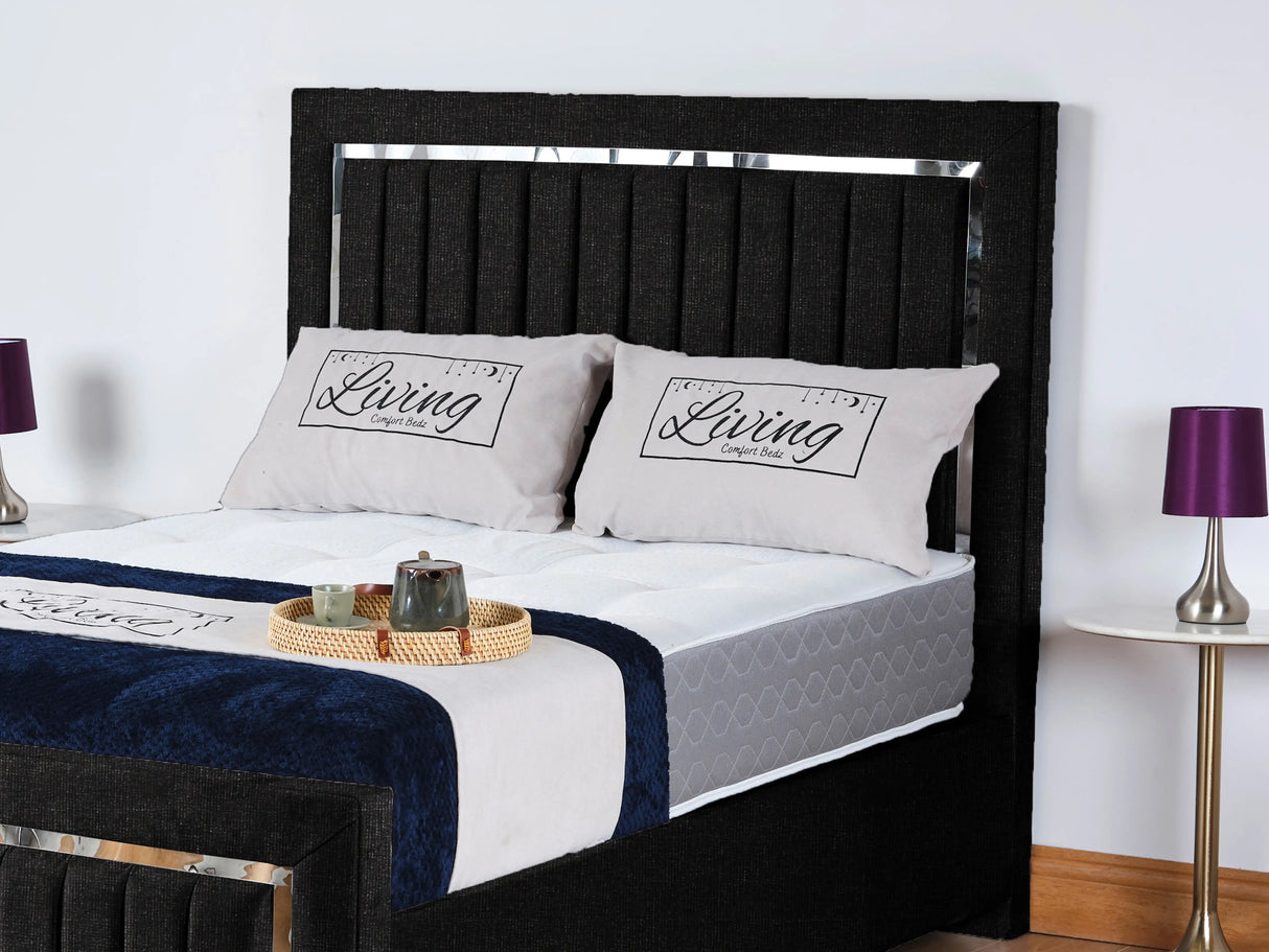 Chrome Edge Upholstered Bed