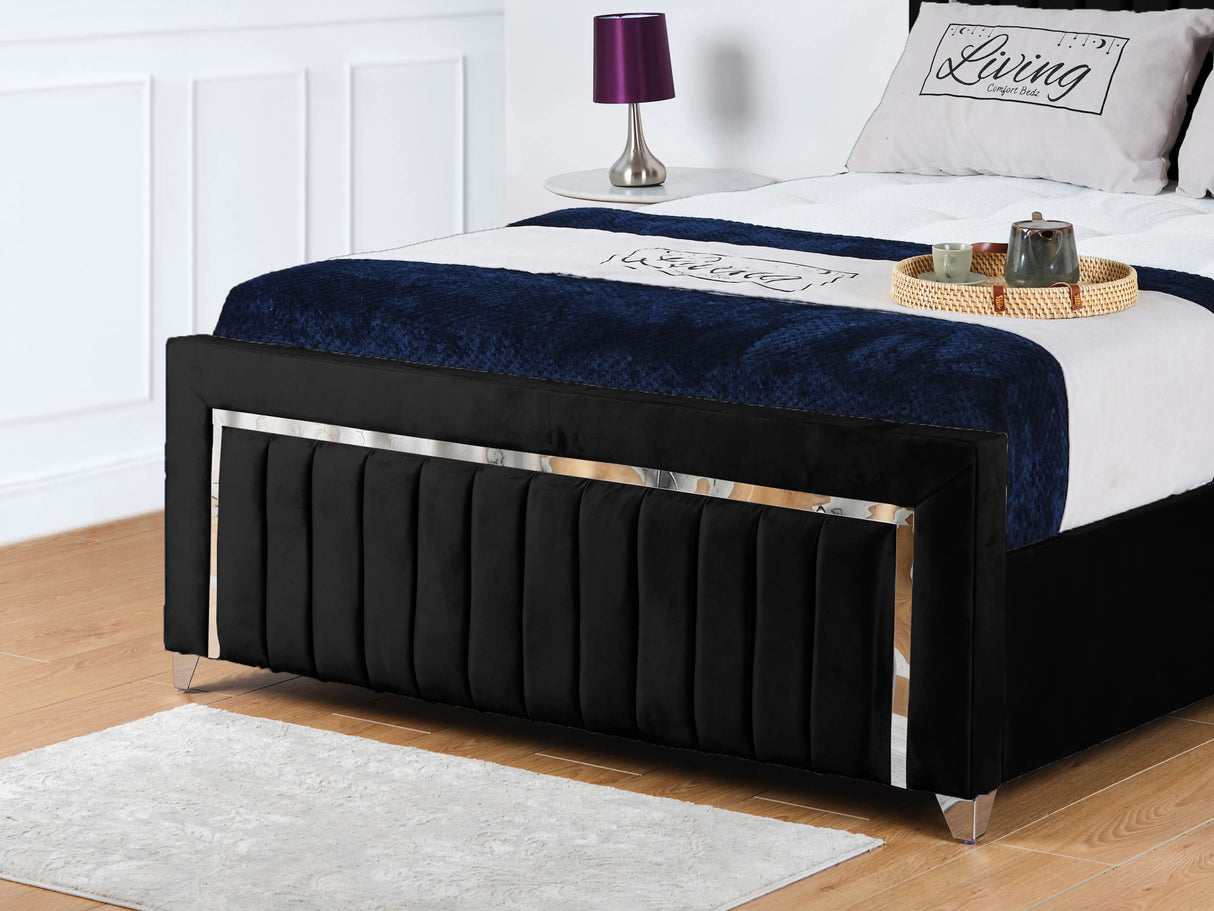 Chrome Edge Upholstered Bed