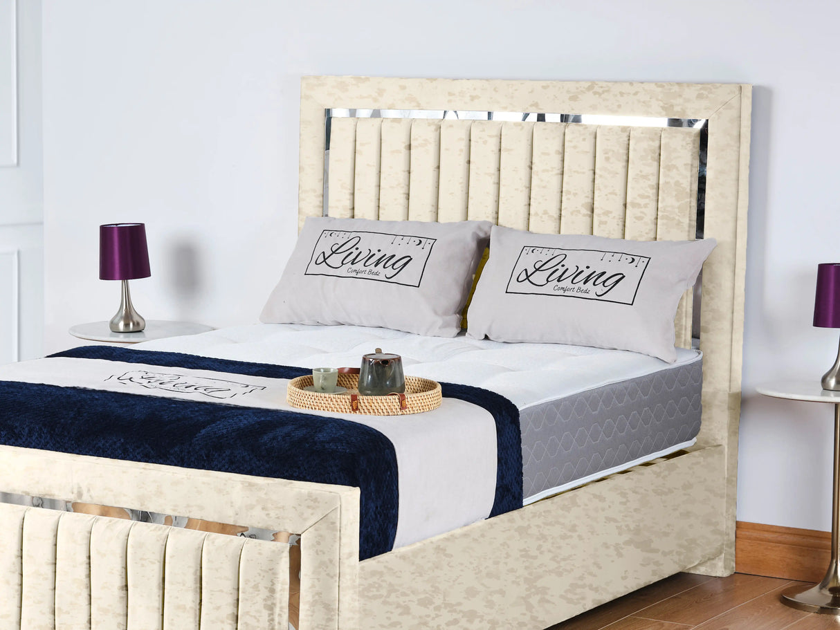Chrome Edge Upholstered Bed