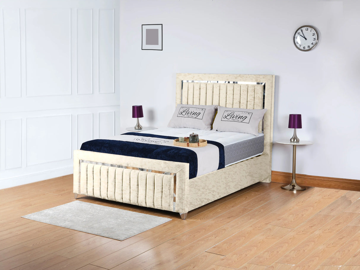 Chrome Edge Upholstered Bed