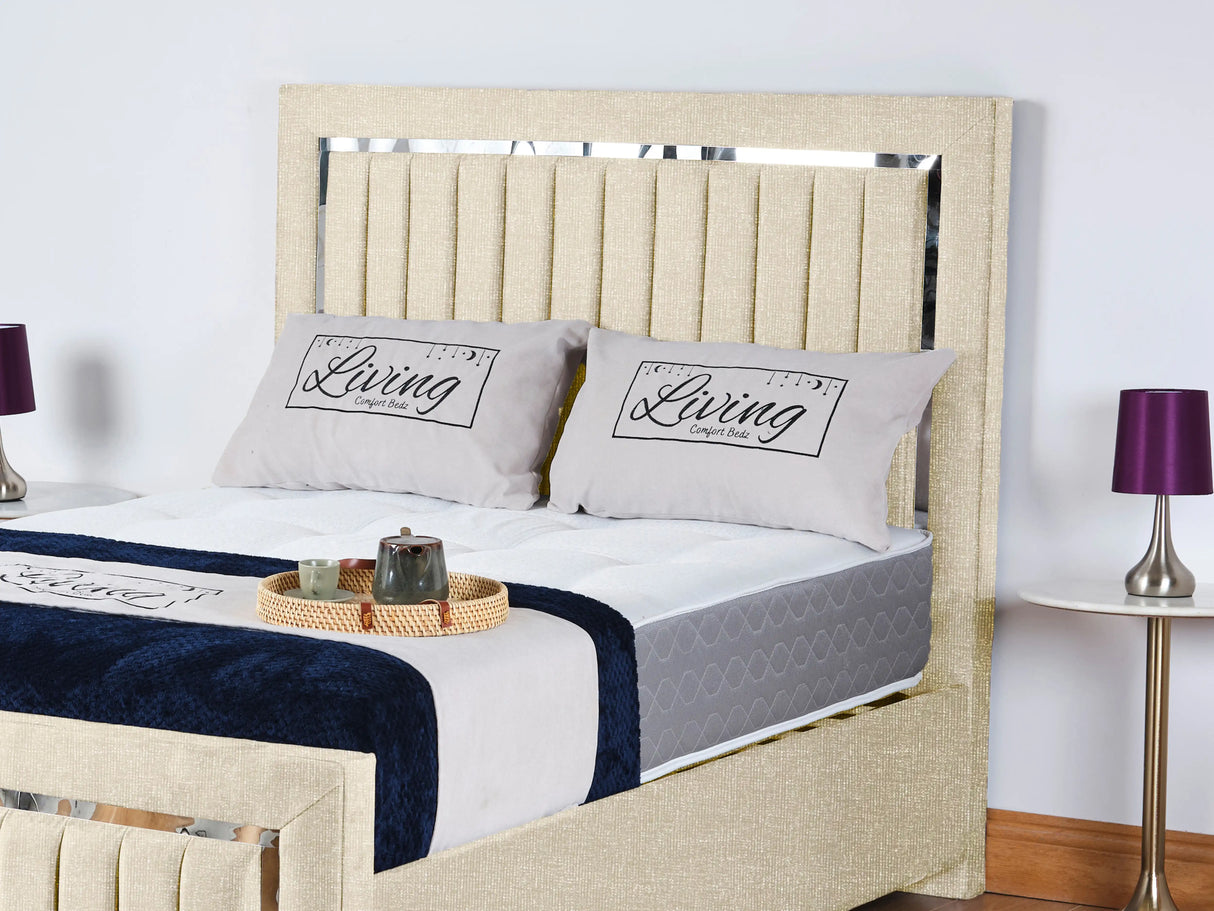 Chrome Edge Upholstered Bed
