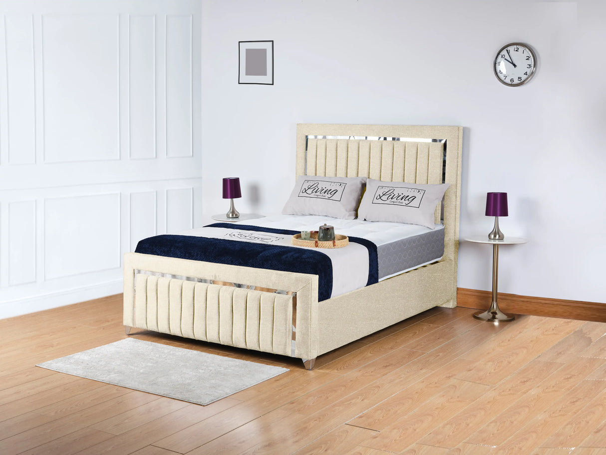 Chrome Edge Upholstered Bed