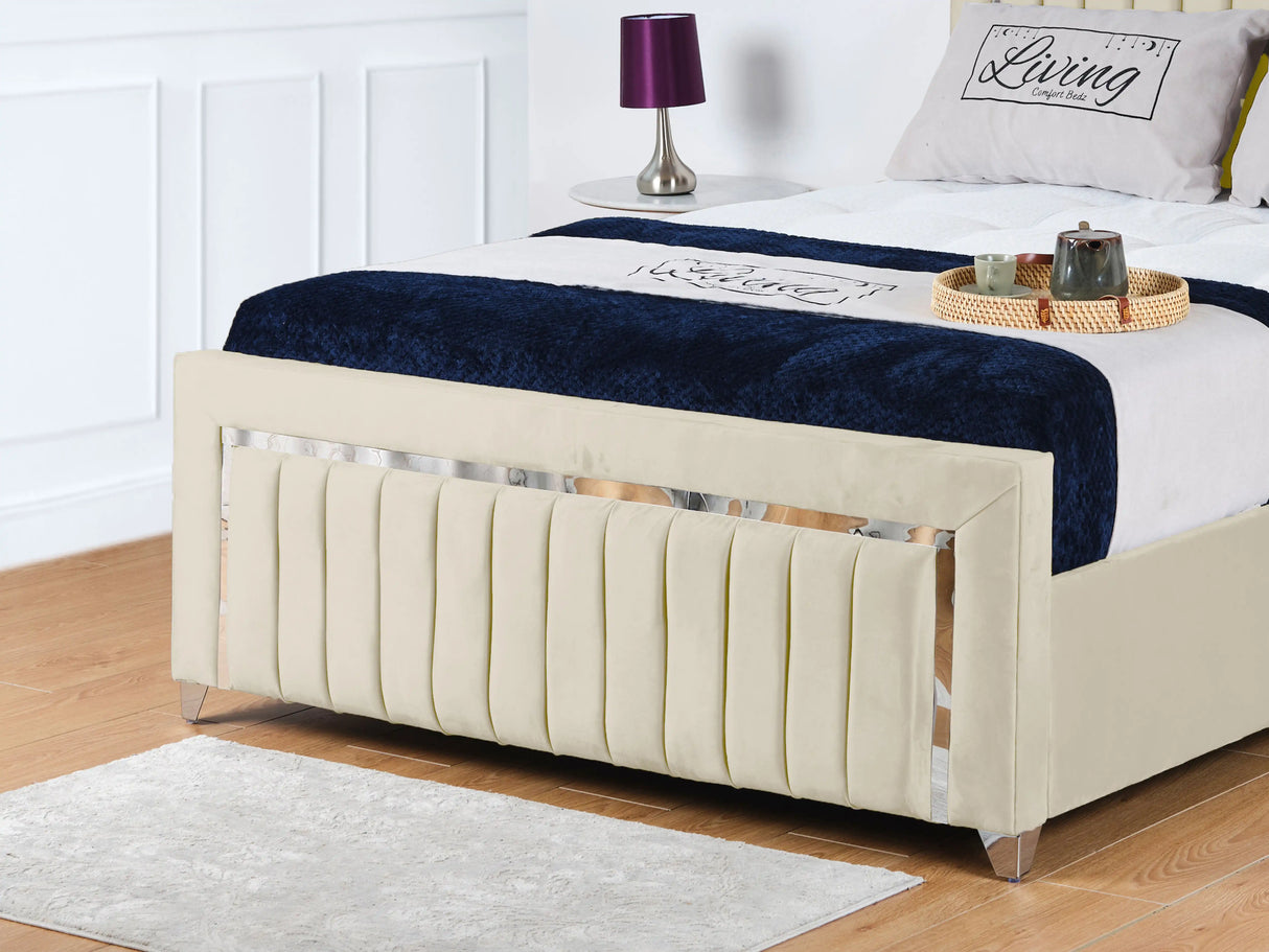 Chrome Edge Upholstered Bed