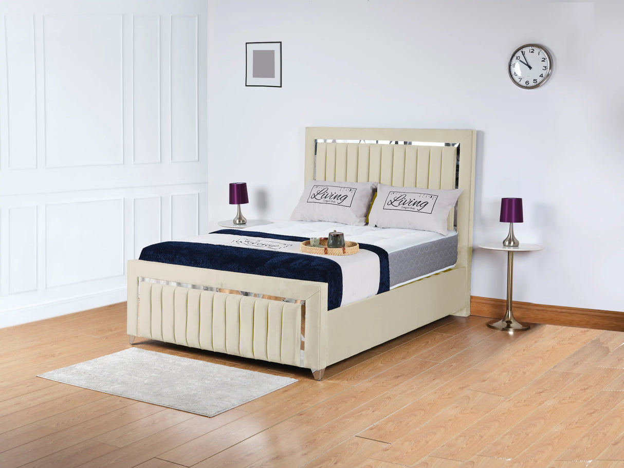 Chrome Edge Upholstered Bed