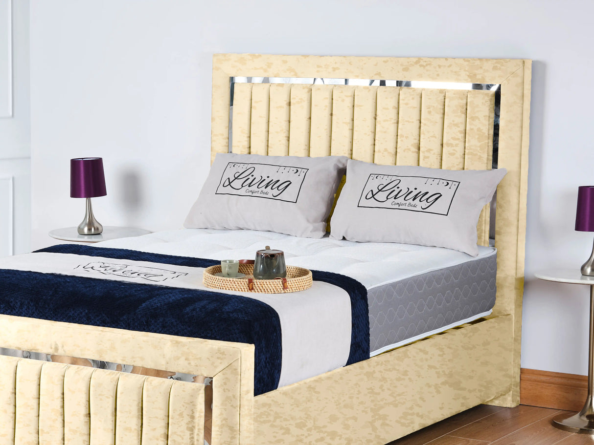 Chrome Edge Upholstered Bed