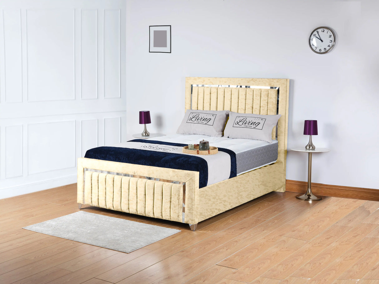 Chrome Edge Upholstered Bed