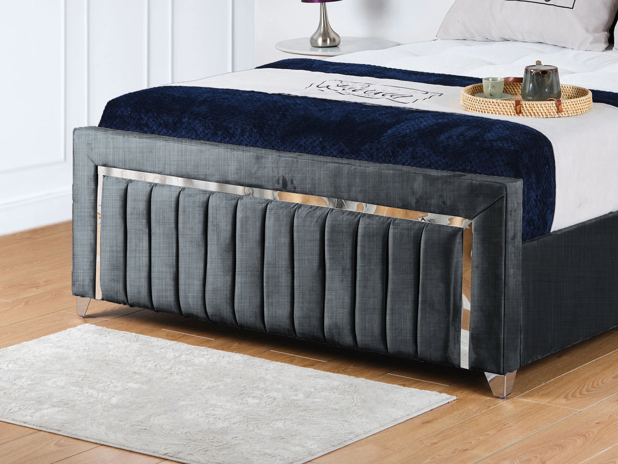 Chrome Edge Upholstered Bed