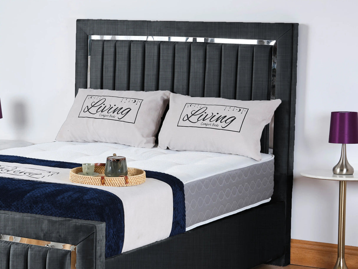 Chrome Edge Upholstered Bed