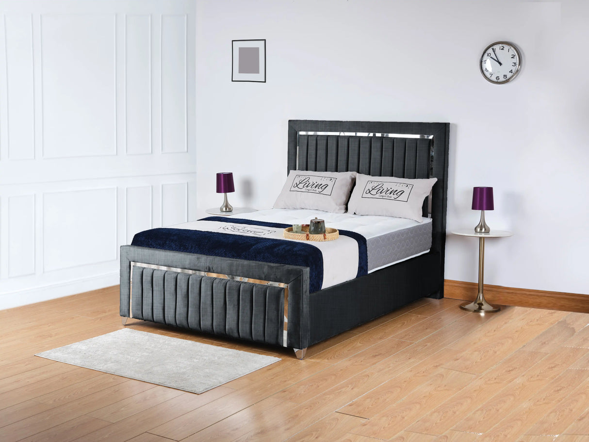 Chrome Edge Upholstered Bed