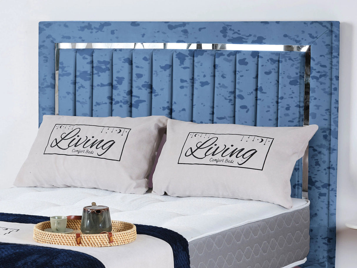 Chrome Edge Upholstered Bed