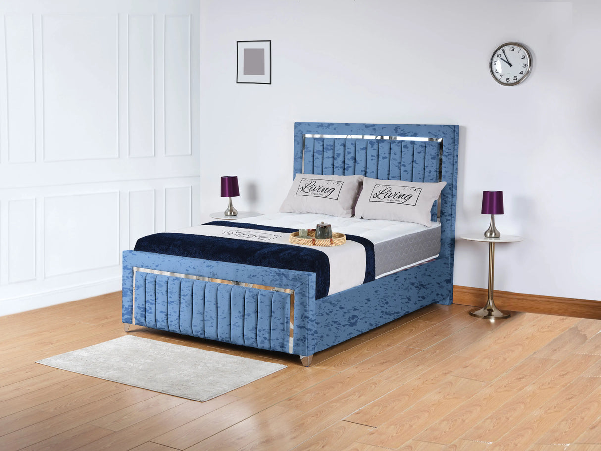 Chrome Edge Upholstered Bed