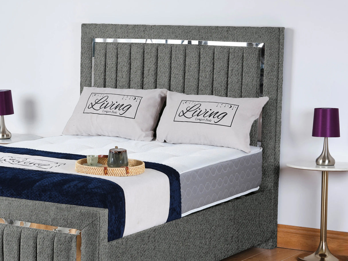 Chrome Edge Upholstered Bed