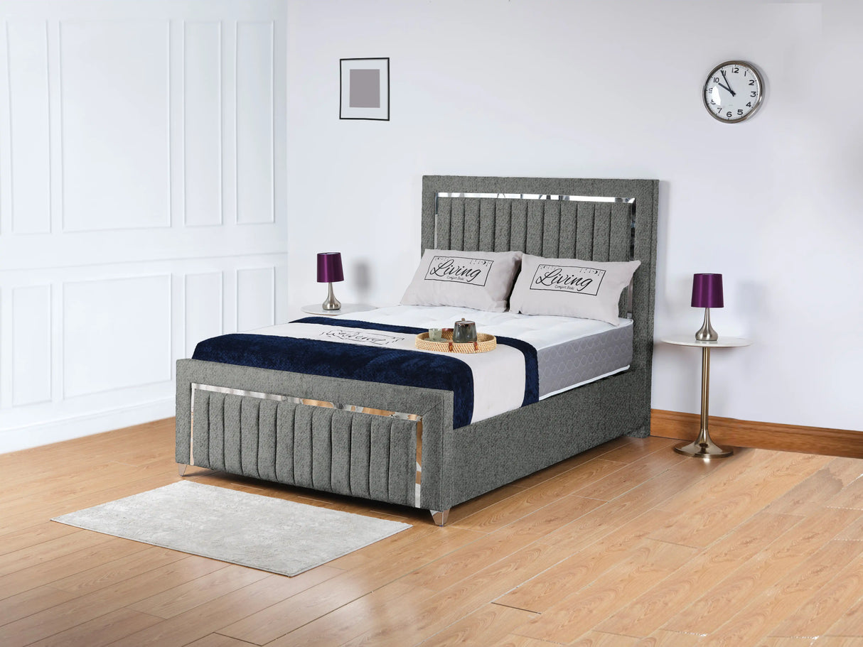 Chrome Edge Upholstered Bed