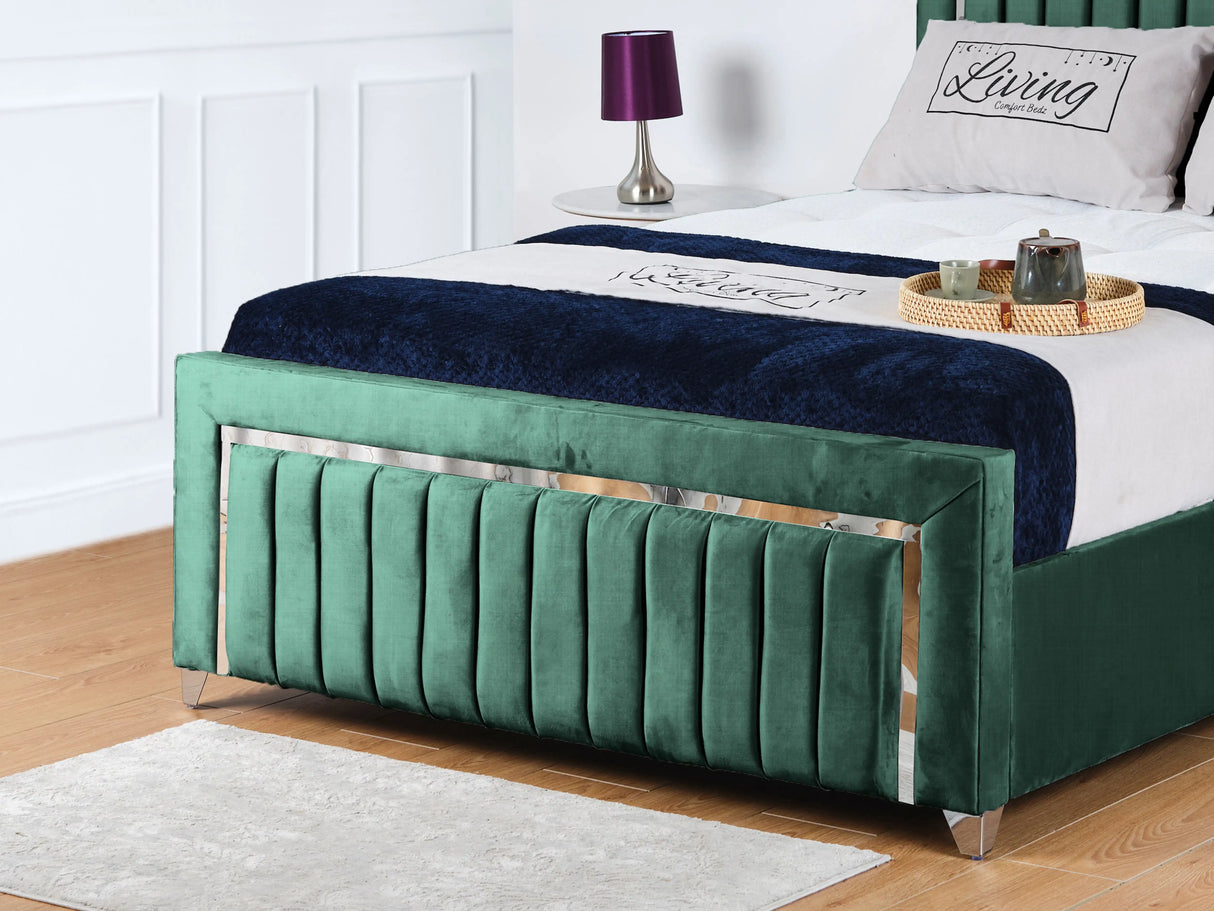Chrome Edge Upholstered Bed