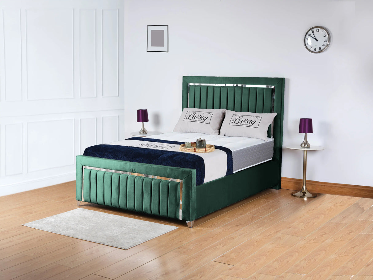 Chrome Edge Upholstered Bed