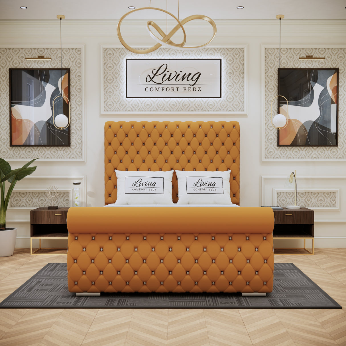 Swan Sleigh Chesterfield Signature Bed