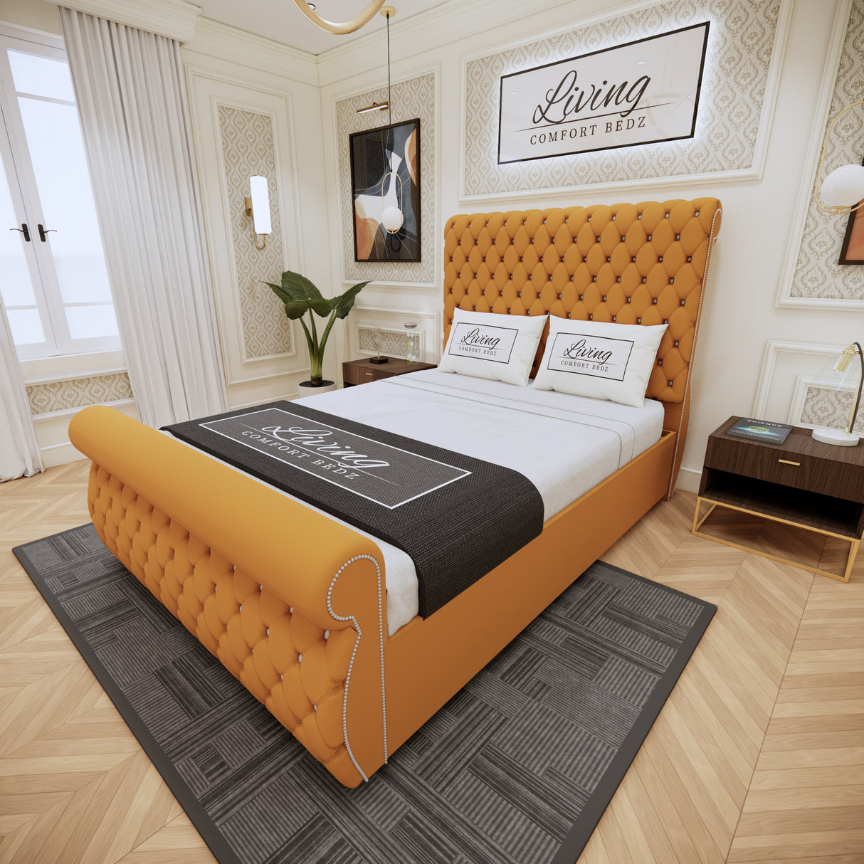 Swan Sleigh Chesterfield Signature Bed