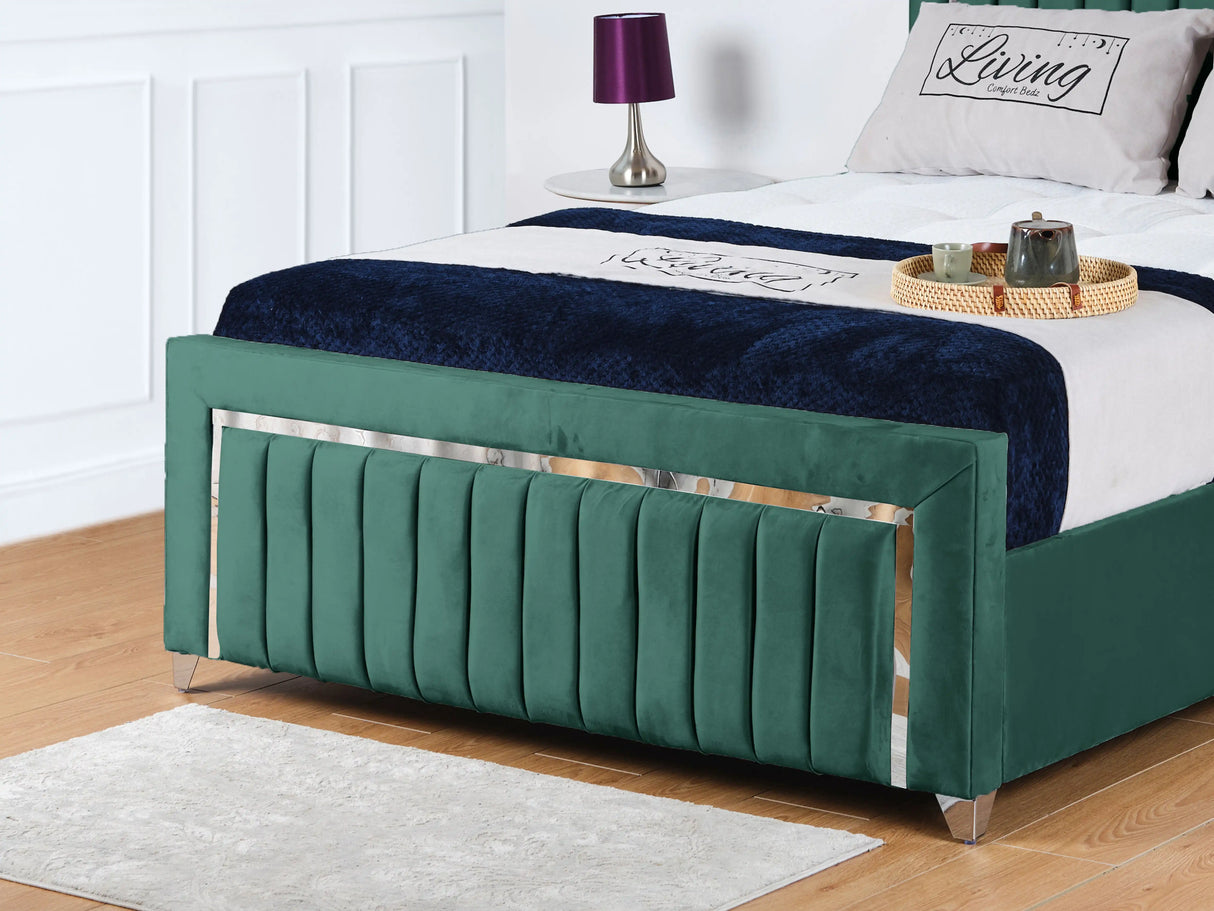 Chrome Edge Upholstered Bed