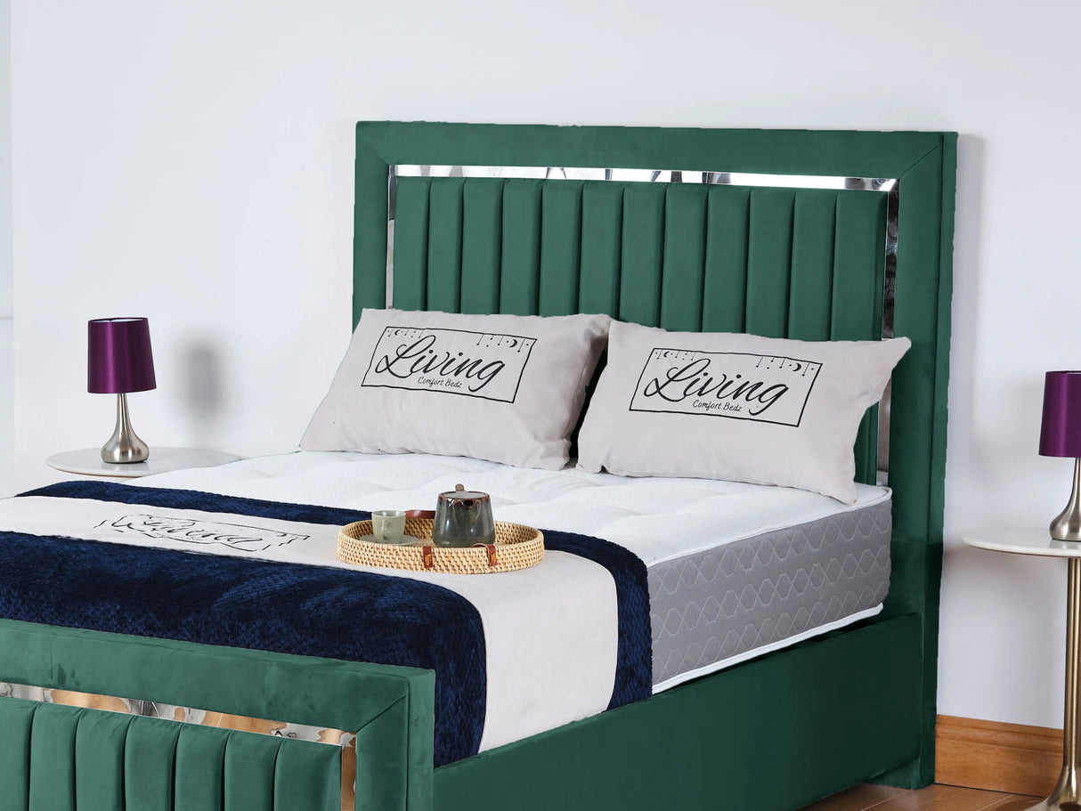 Chrome Edge Upholstered Bed
