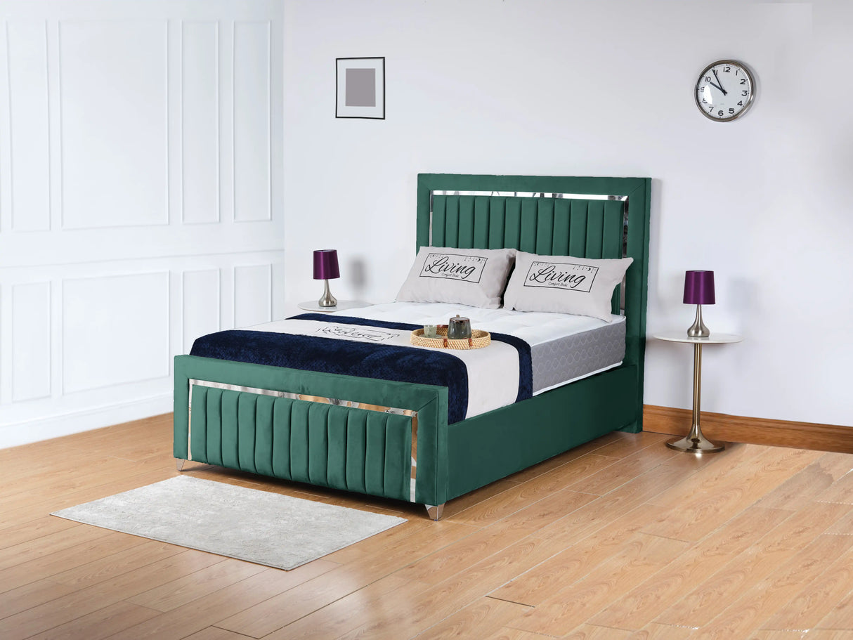 Chrome Edge Upholstered Bed