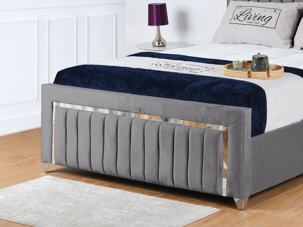Chrome Edge Upholstered Bed