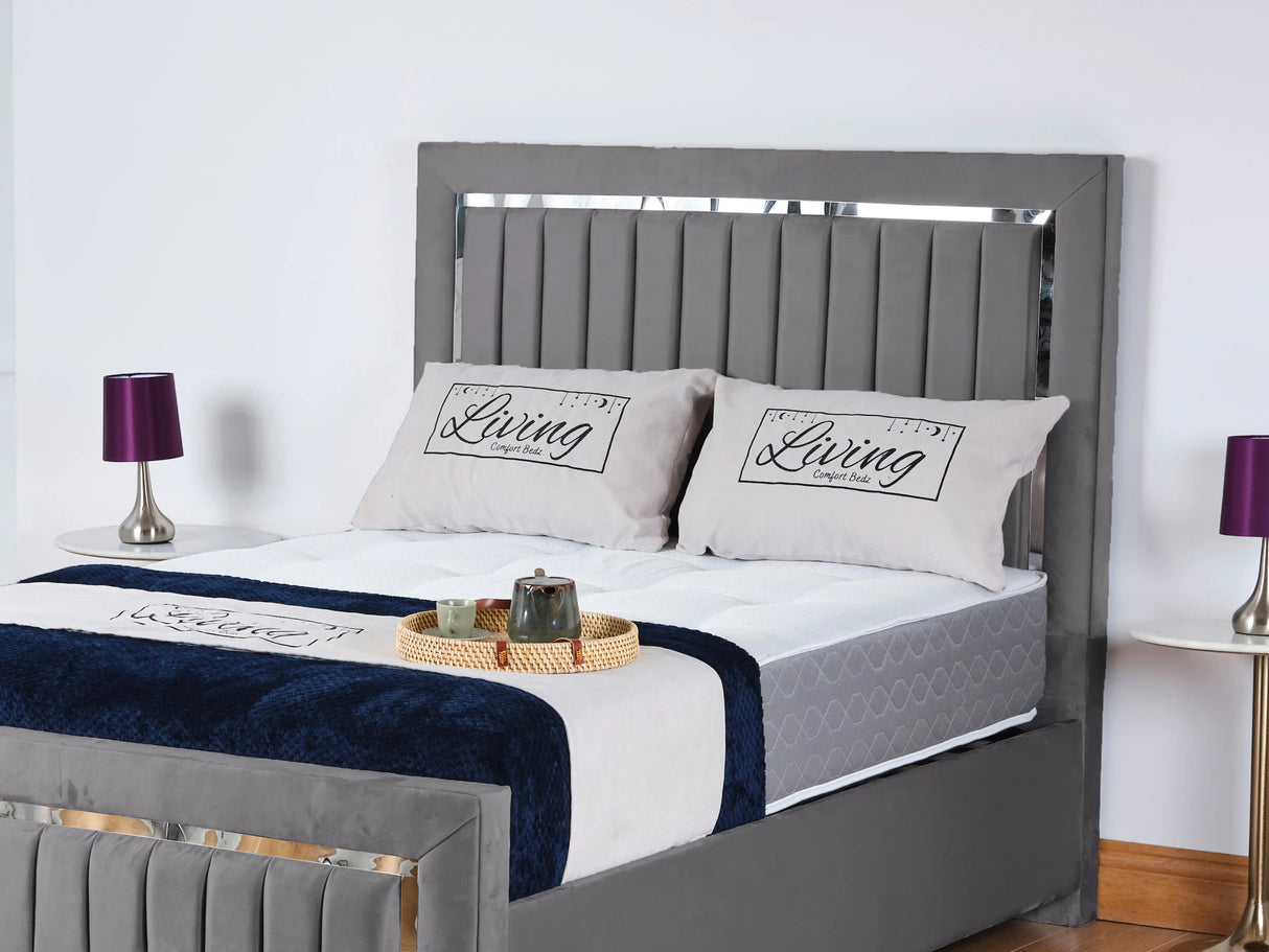Chrome Edge Upholstered Bed
