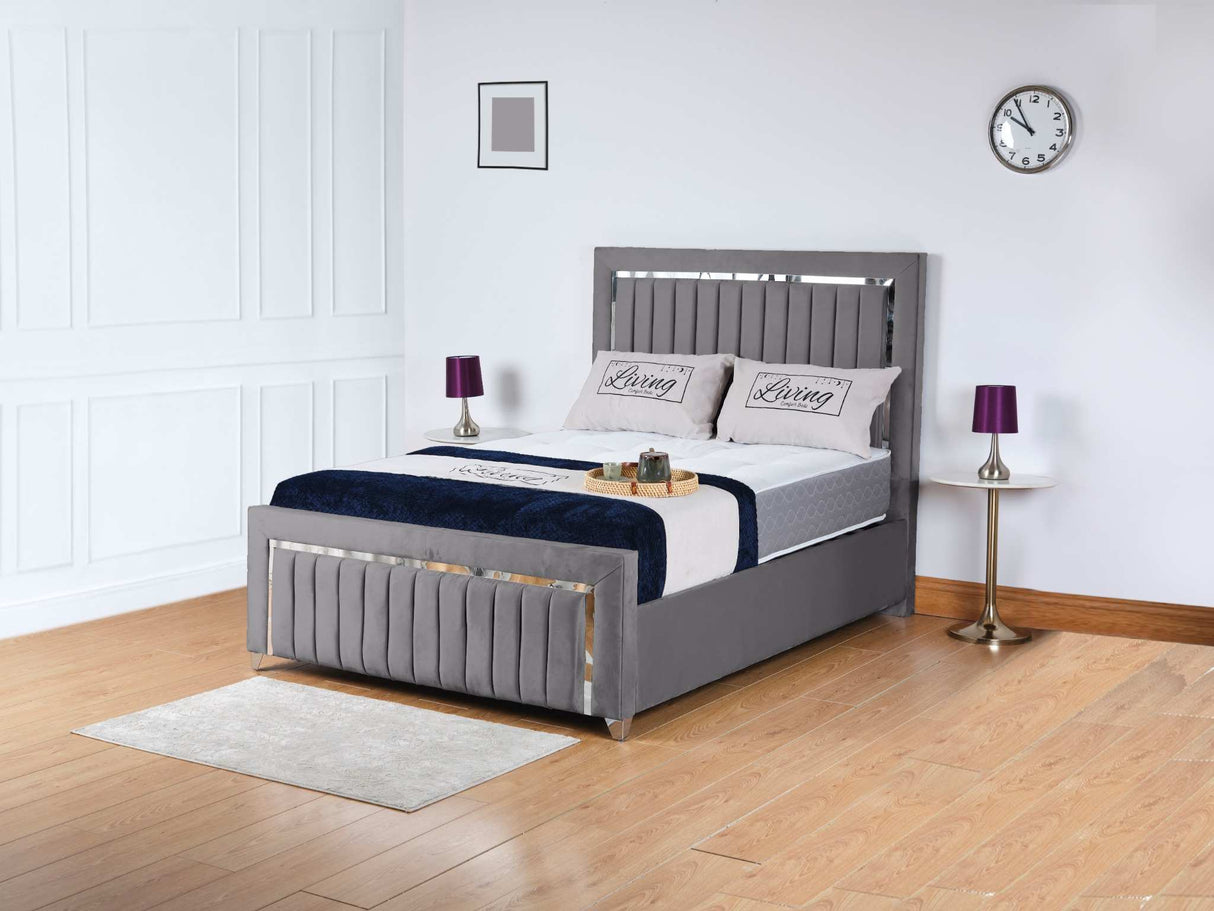 Chrome Edge Upholstered Bed