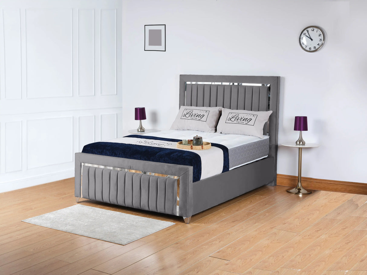 Chrome Edge Upholstered Bed