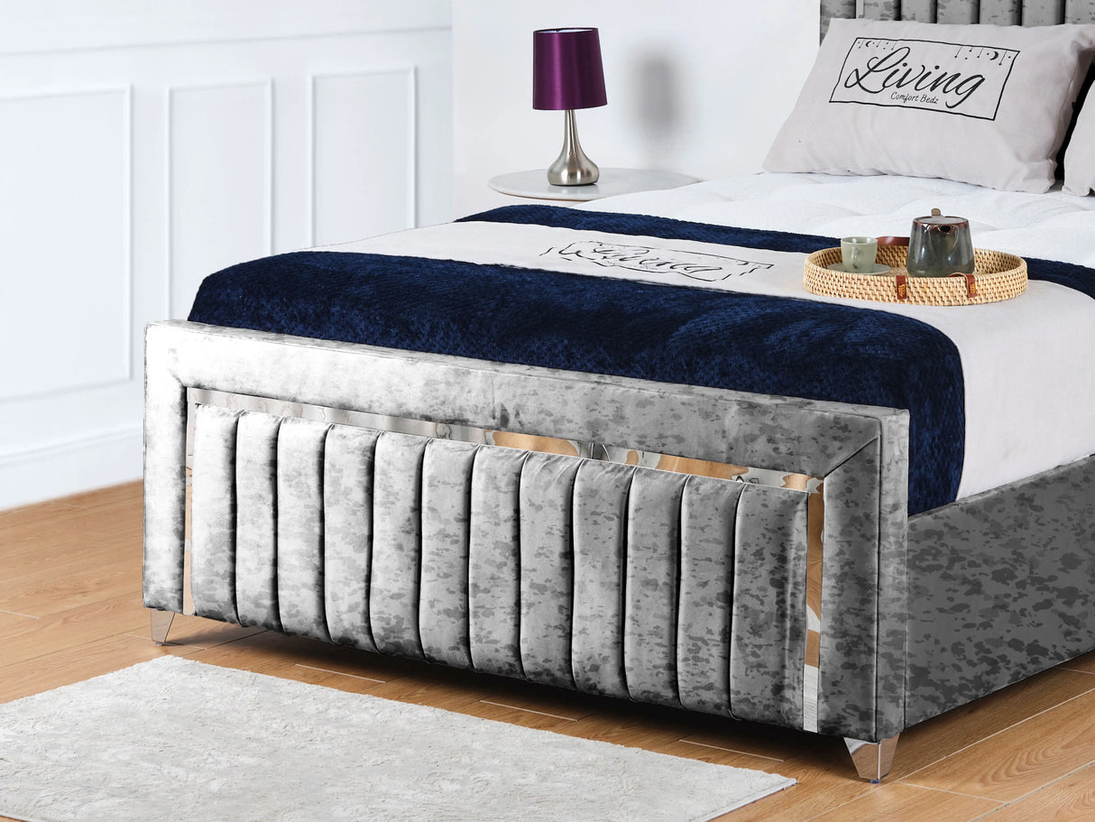 Chrome Edge Upholstered Bed