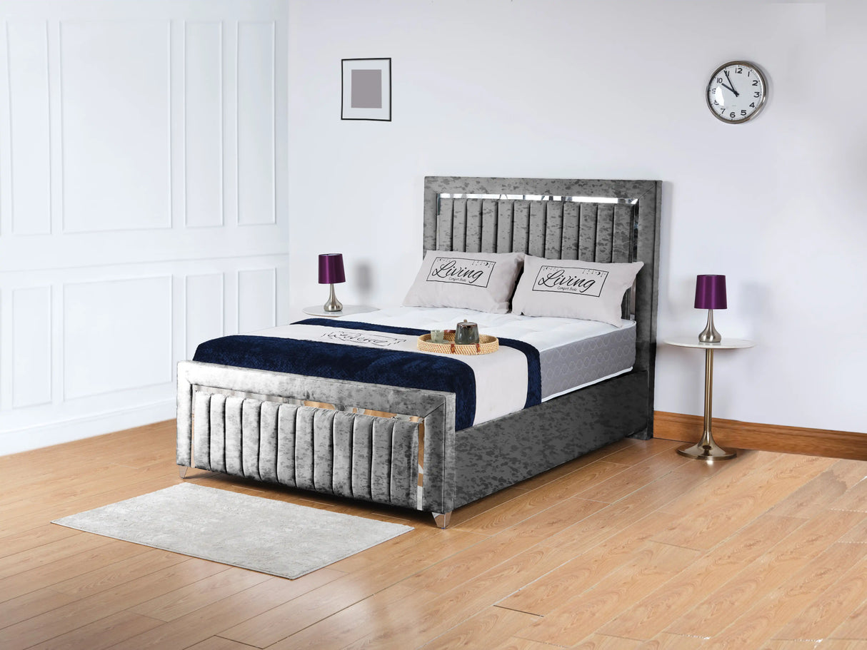 Chrome Edge Upholstered Bed