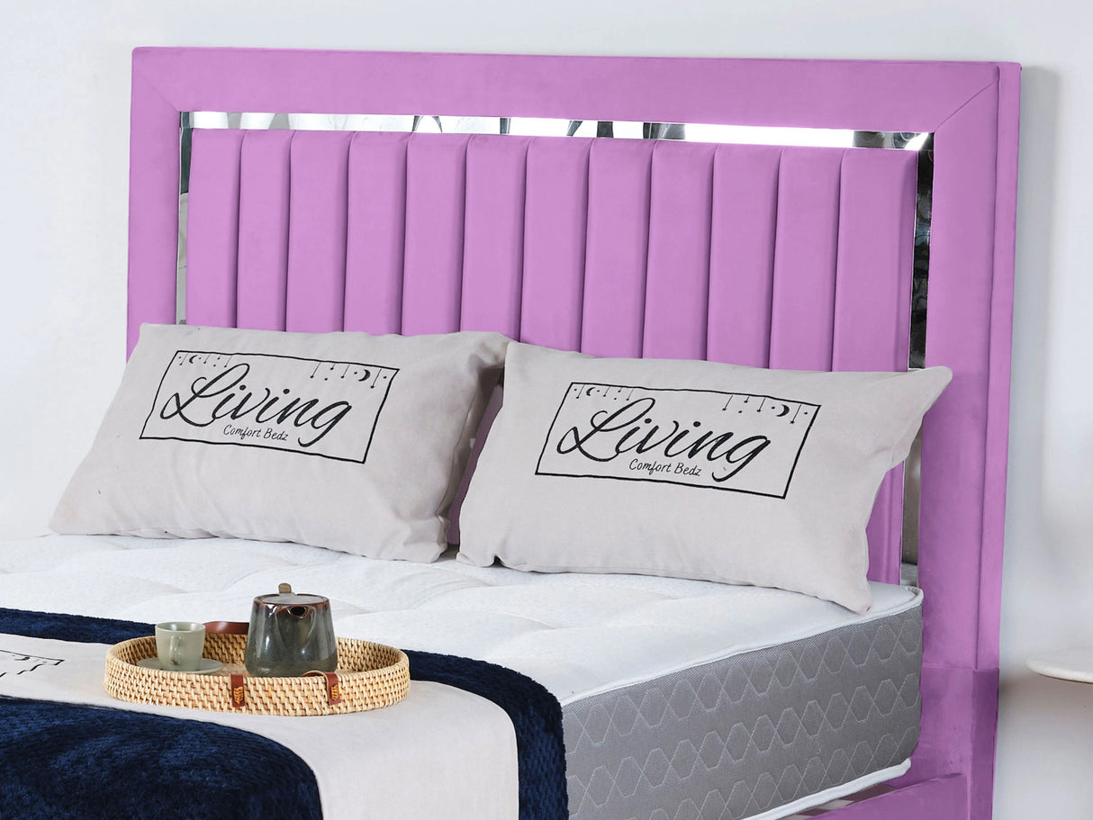 Chrome Edge Upholstered Bed