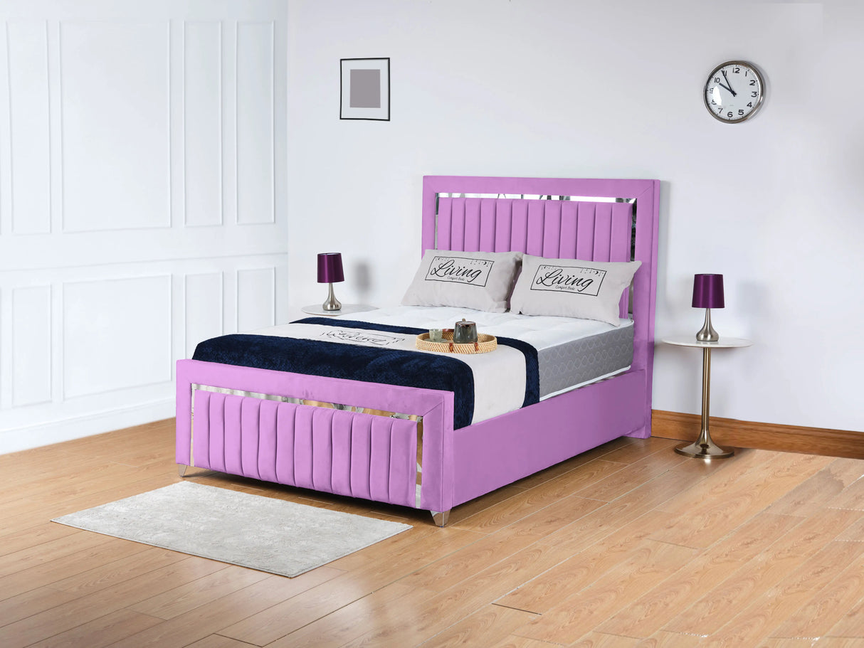 Chrome Edge Upholstered Bed