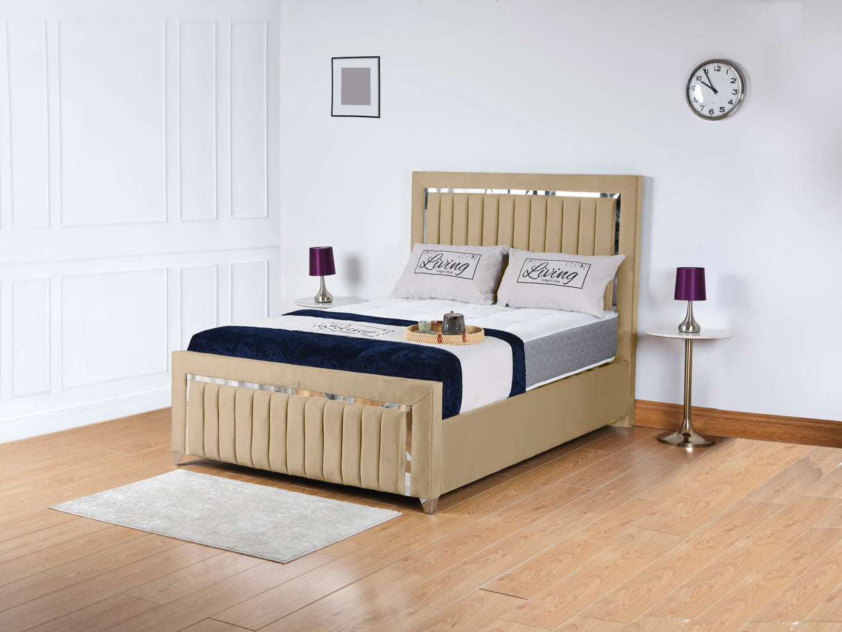 Chrome Edge Upholstered Bed