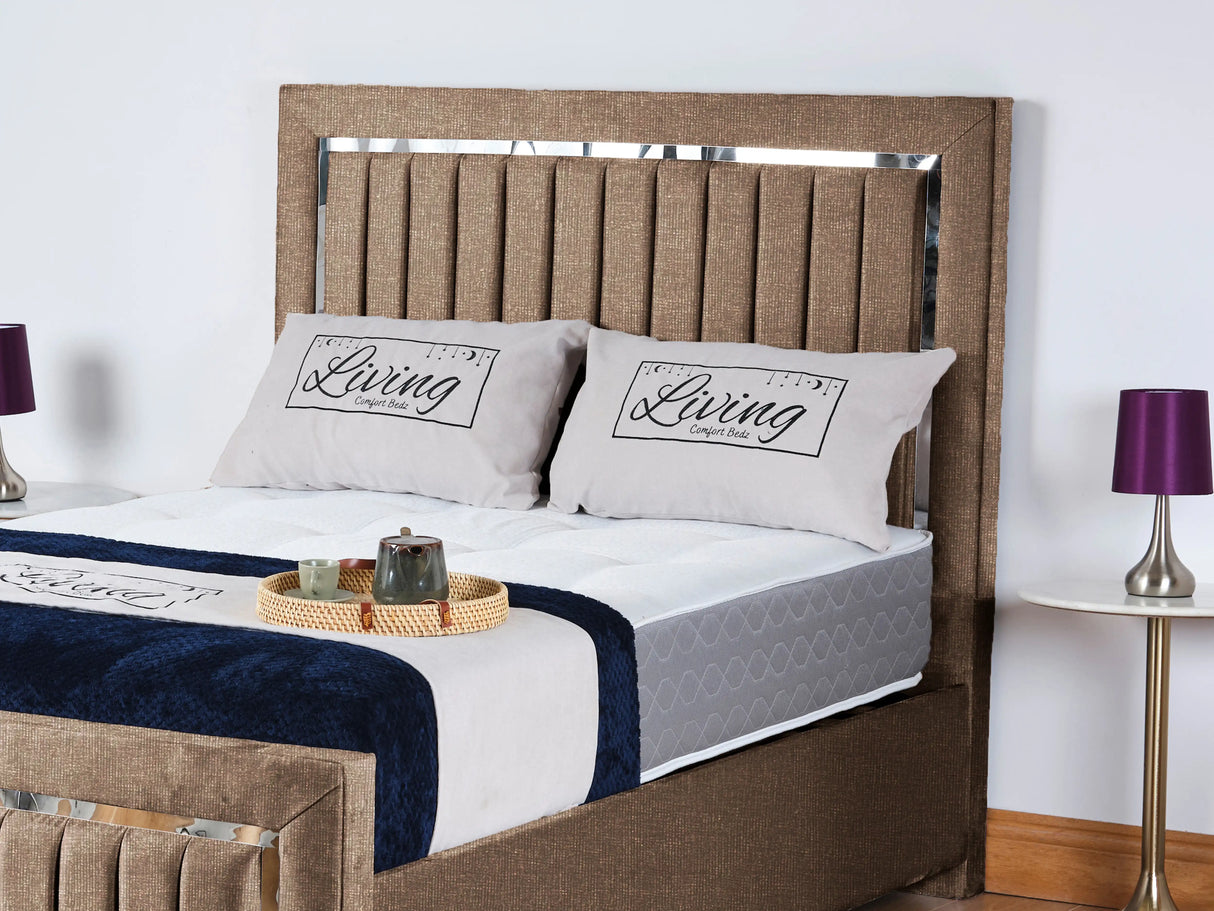 Chrome Edge Upholstered Bed