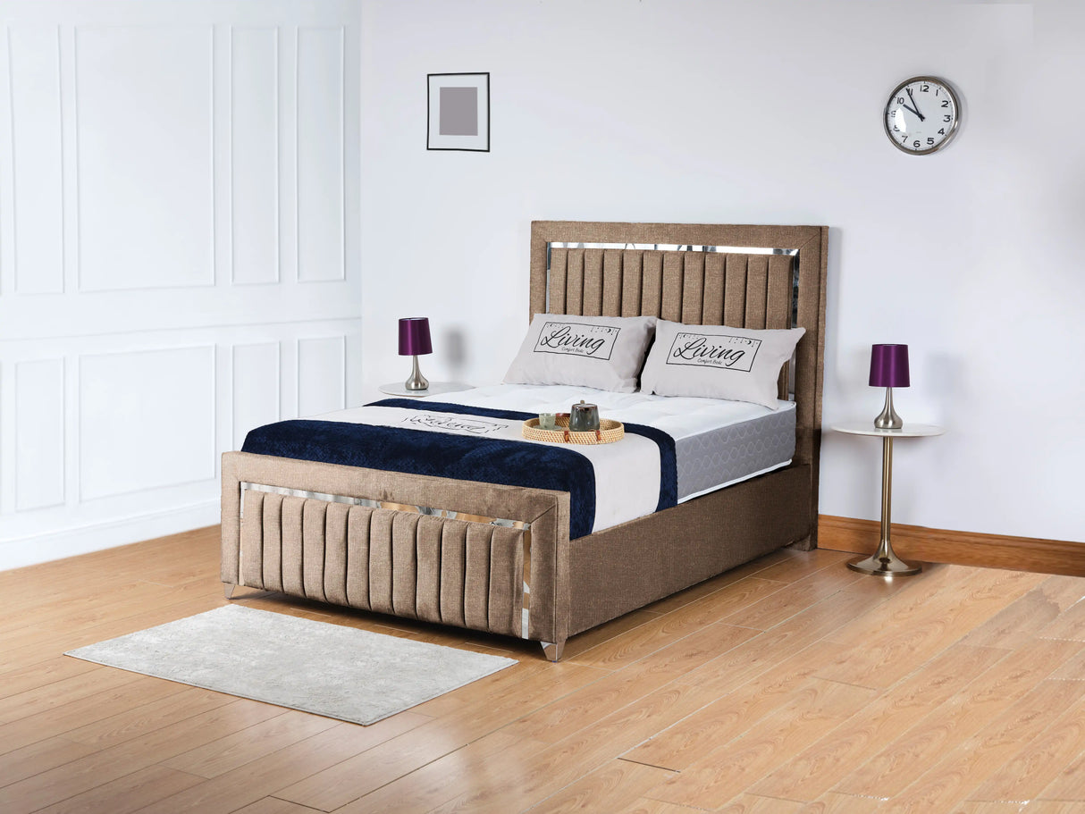 Chrome Edge Upholstered Bed