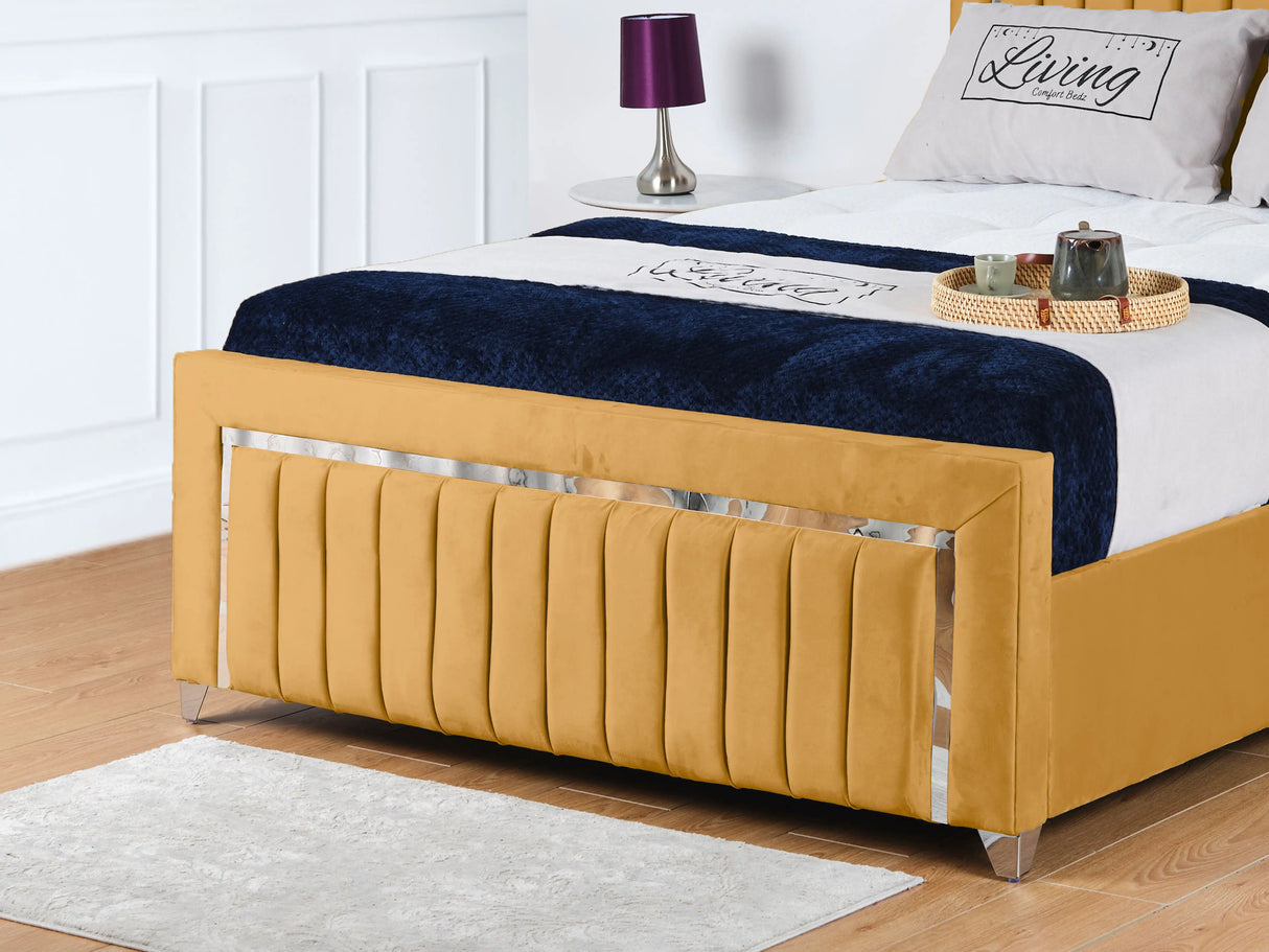 Chrome Edge Upholstered Bed
