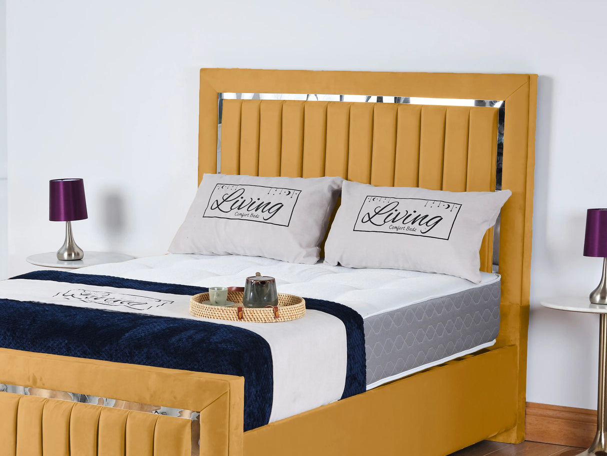 Chrome Edge Upholstered Bed