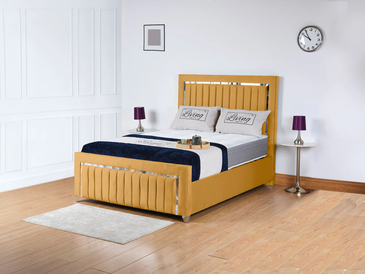 Chrome Edge Upholstered Bed