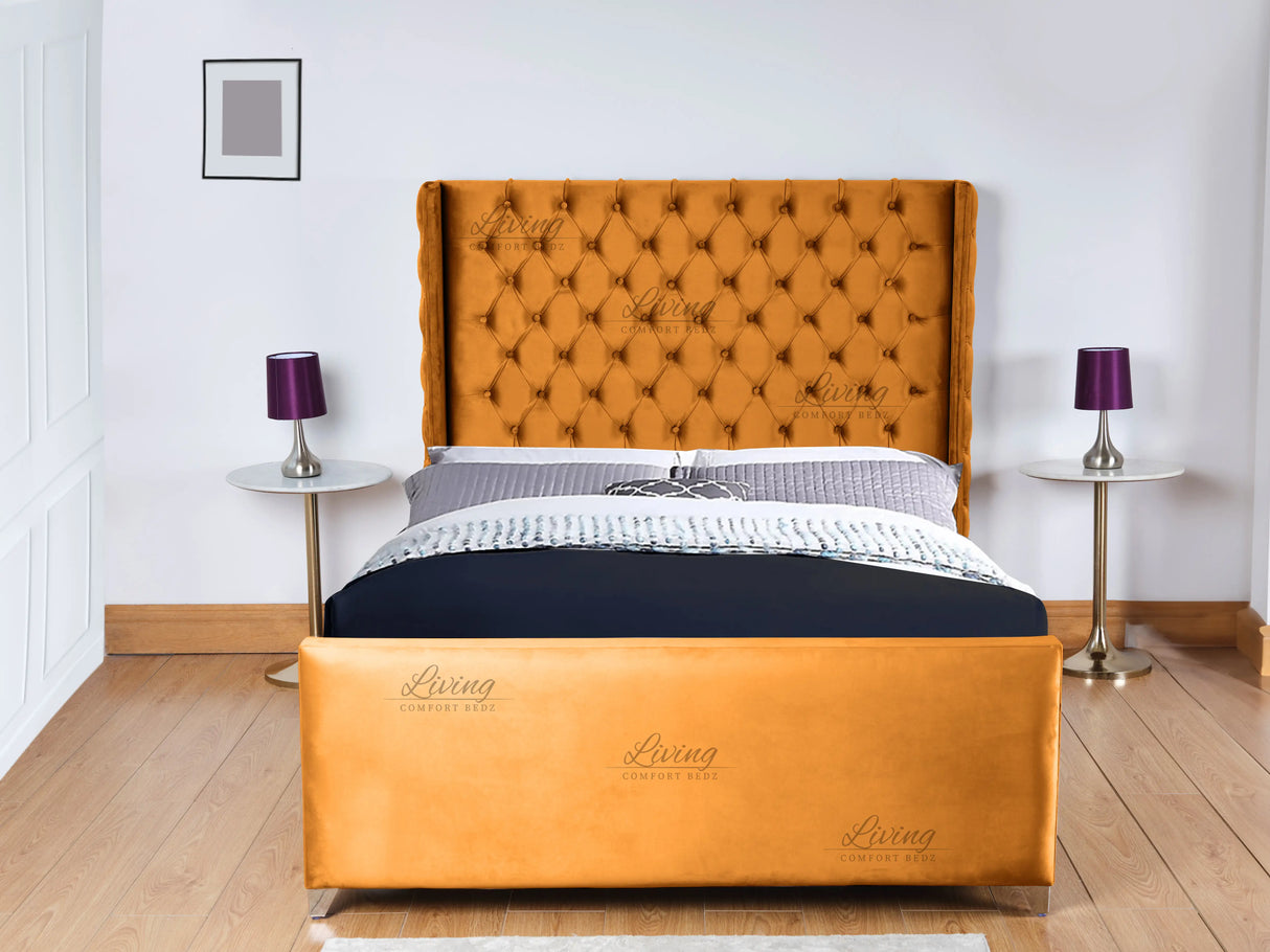 Monarch Wingback Upholstered Bed