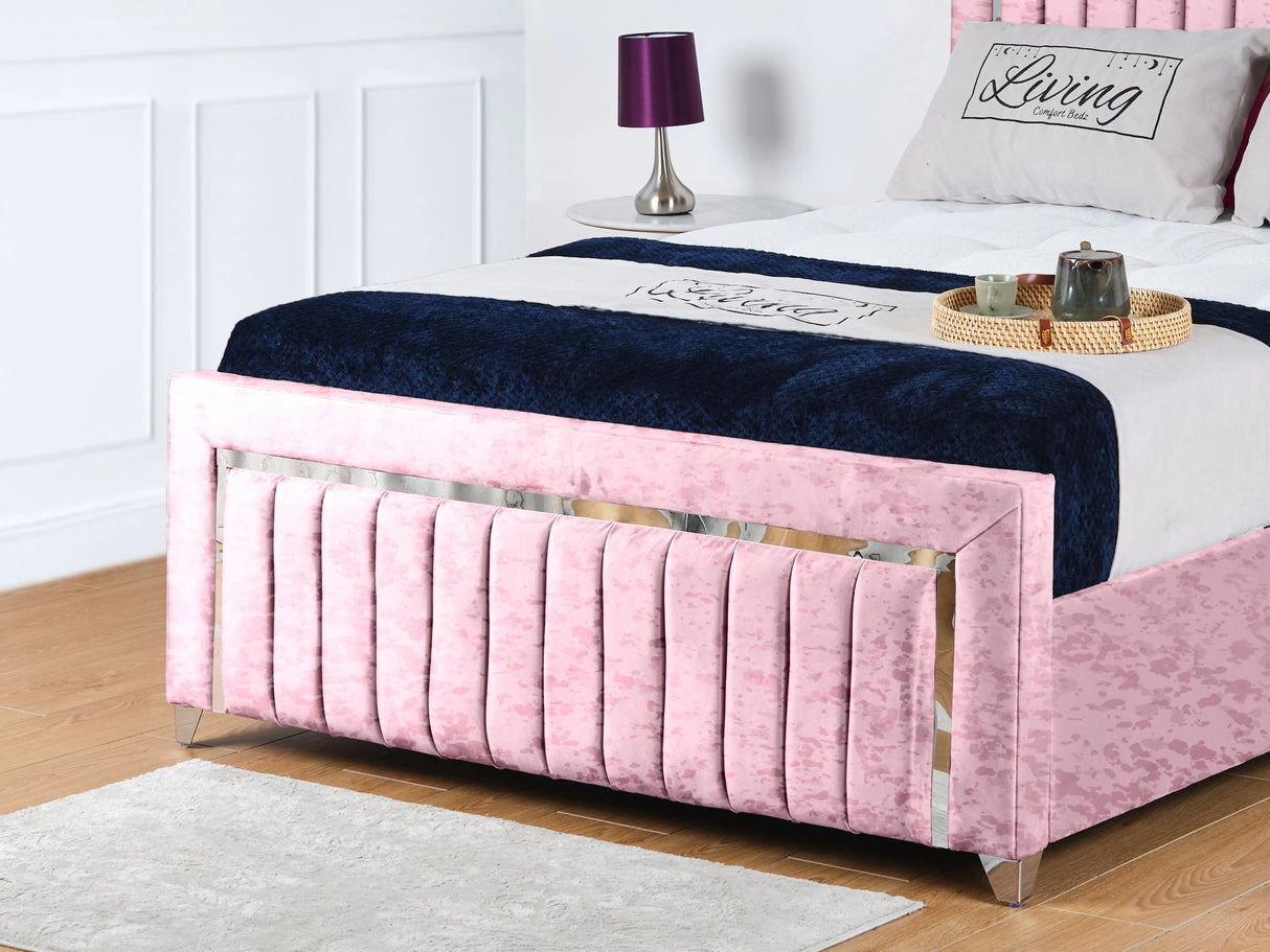 Chrome Edge Upholstered Bed