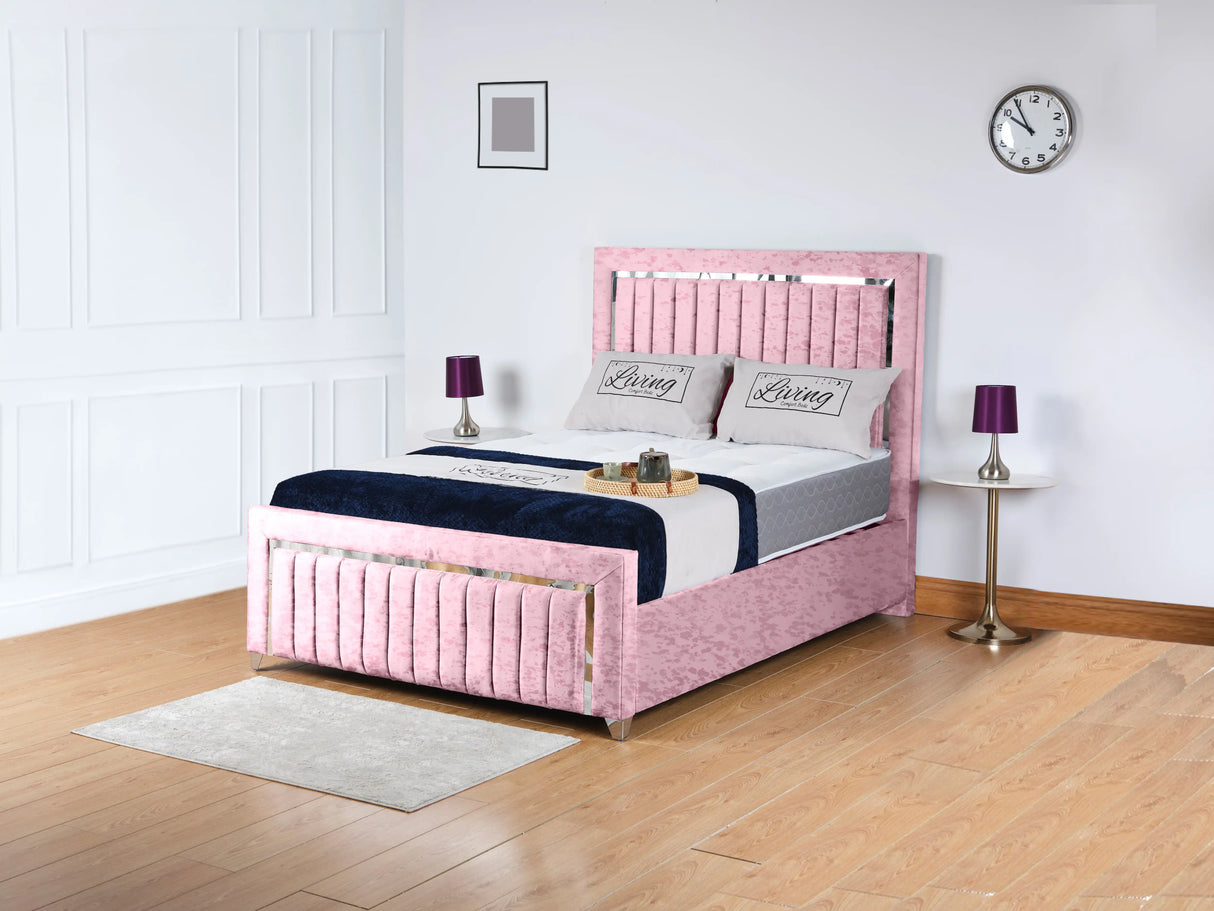 Chrome Edge Upholstered Bed