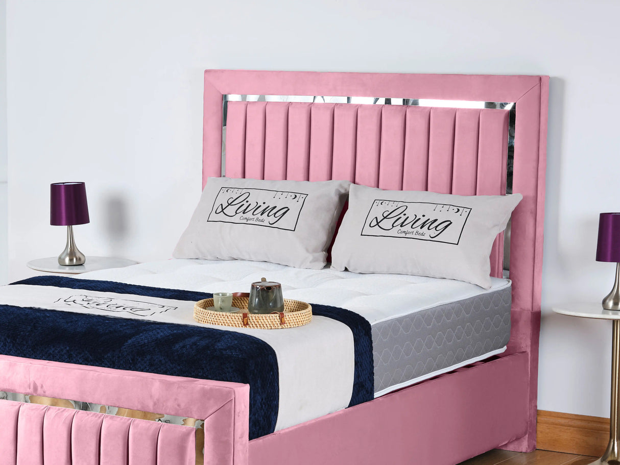 Chrome Edge Upholstered Bed