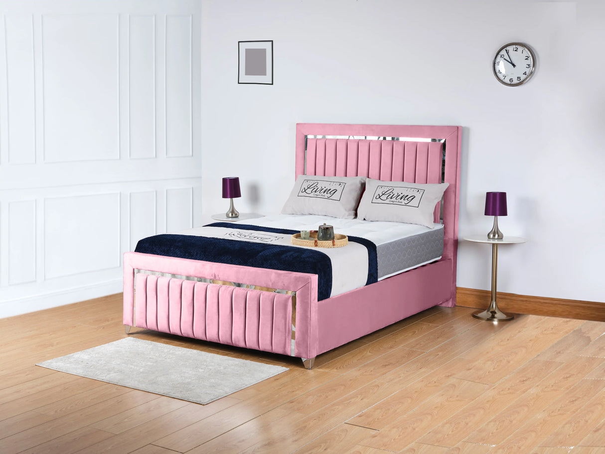 Chrome Edge Upholstered Bed
