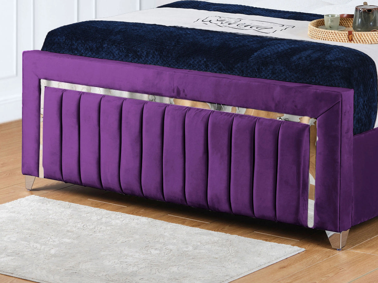 Chrome Edge Upholstered Bed